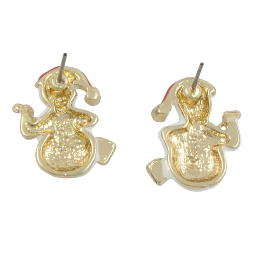White Snowman with Broom Christmas Pierced Earring - XE103 - Lilylin Designs