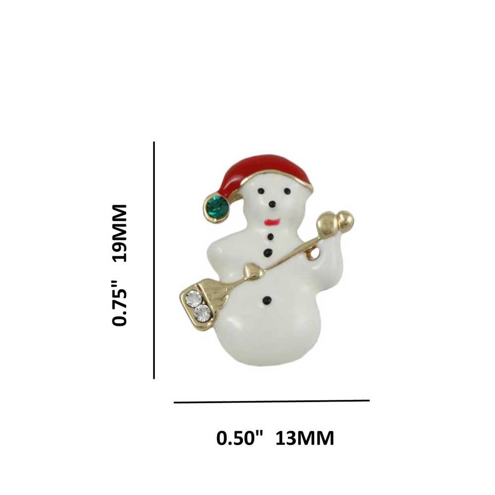 White Snowman with Broom Christmas Clip Earring - XE103C - Lilylin Designs