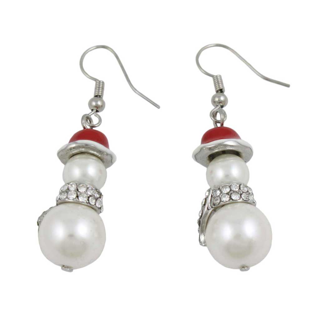 Pearl Snowman Earring with Crystal Scarf - XE106 - Lilylin Designs