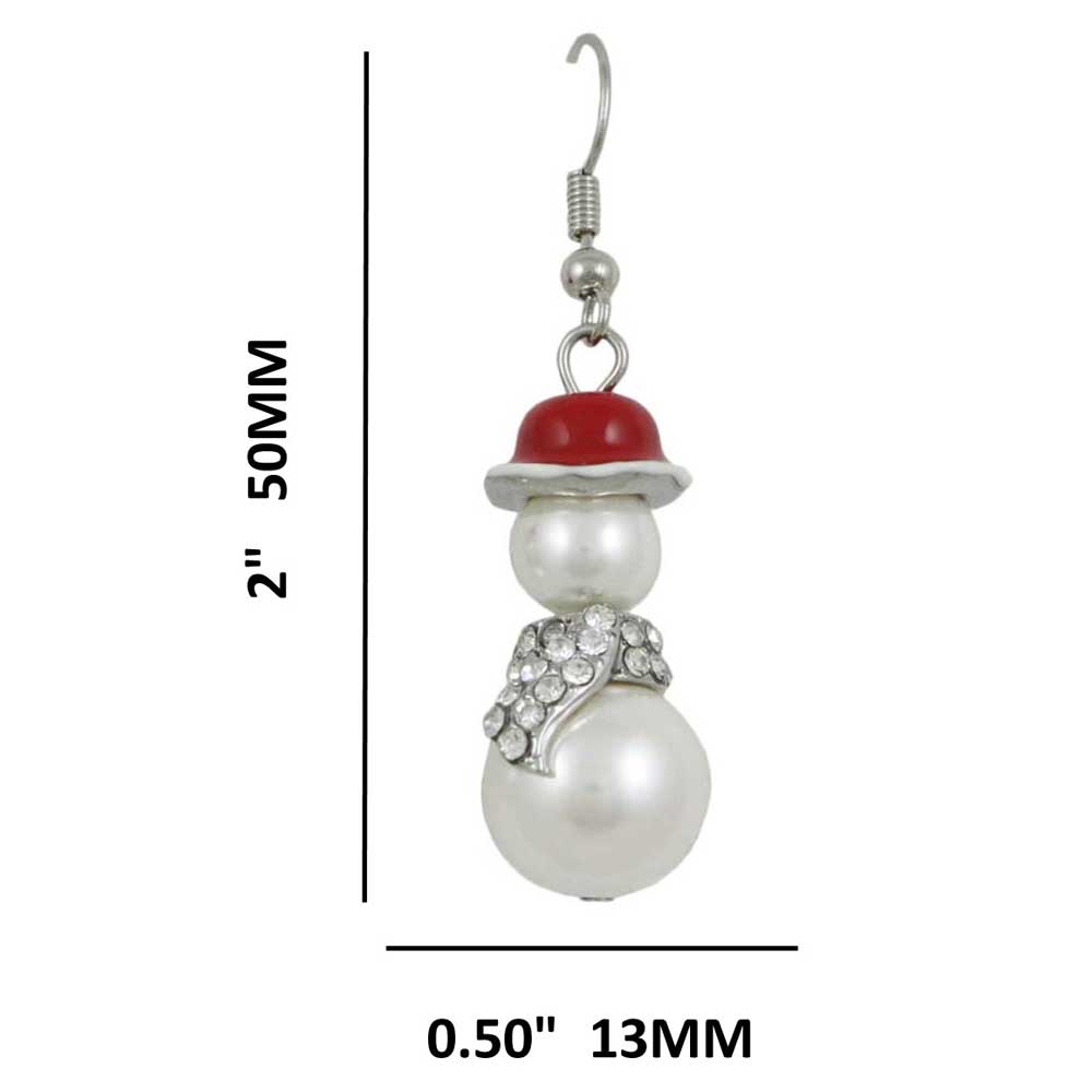 Pearl Snowman Earring with Crystal Scarf - XE106 - Lilylin Designs