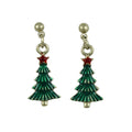 Small Green Christmas Tree Dangling Pierced Earring - Lilylin Designs