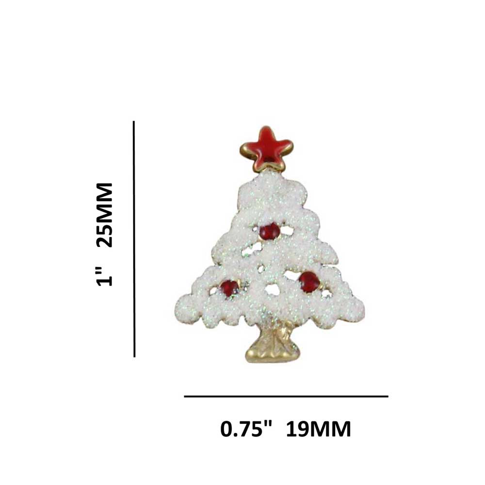 White Glitter Snowy Christmas Tree Clip Earring - XE302 - Lilylin Designs