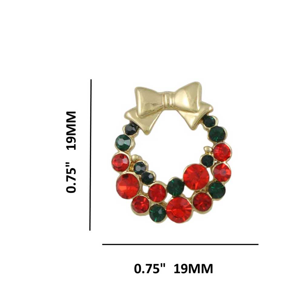 Red and Green Crystal Christmas Wreath Pierced Earring - XE602 - Lilylin Designs