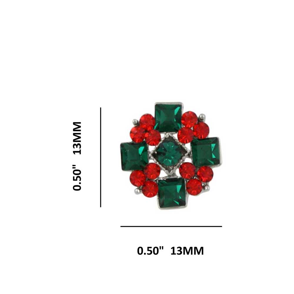 Red and Green Crystal Christmas Pierced Earring - XE608 - Lilylin Designs