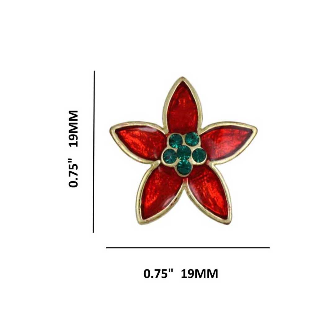 Red and Green Christmas Poinsettia Clip Earring - XE731C - Lilylin Designs