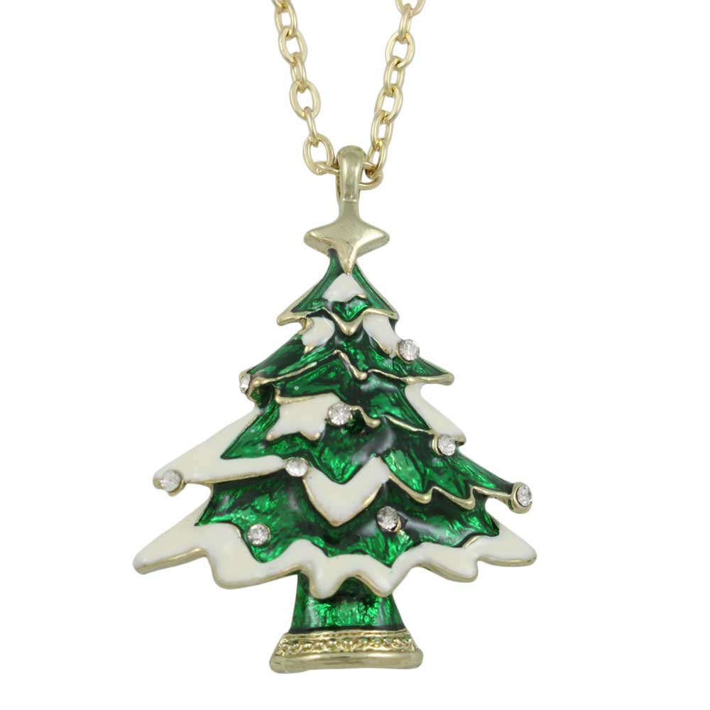 Lilylin Designs Green Christmas Tree Pendant with Gold-tone Chain