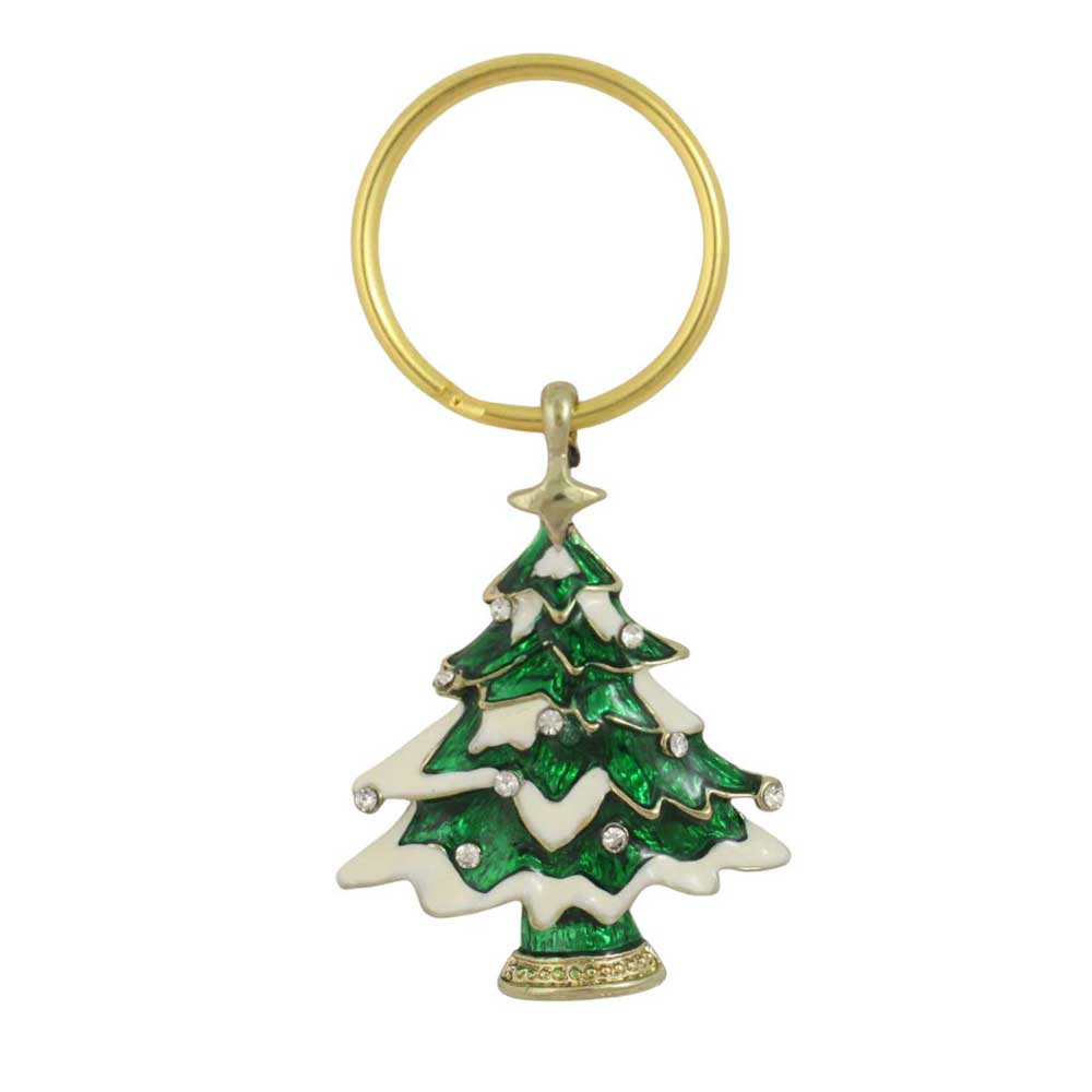 Keychain with a green Christmas tree design on a white background - Lilylin Designs