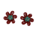 Red and Green Crystal Christmas Flower Pierced Earring | Lilylin Designs