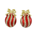 Red Christmas Ornament Pierced Earring | Lilylin Designs