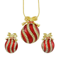 Load image into Gallery viewer, Red Christmas Ornament Necklace and Earring Gift Set - XP348NBP - Lilylin Designs
