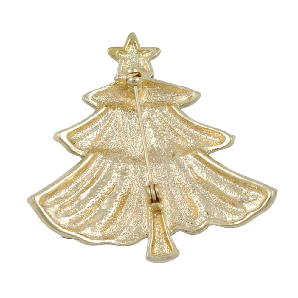 Green and White Crystal Christmas Tree Brooch Pin - XP420 - Lilylin Designs