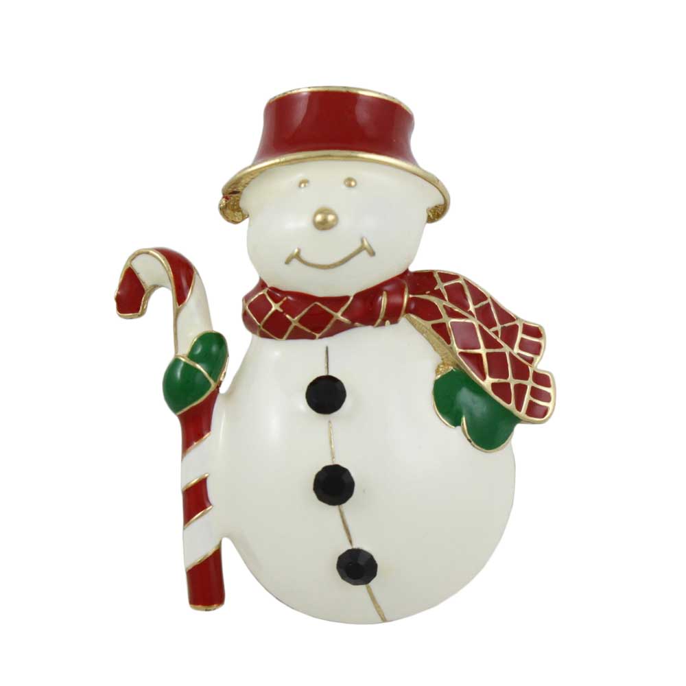 Lilylin Designs Jolly Snowman with Red Hat and Scarf Brooch Pin