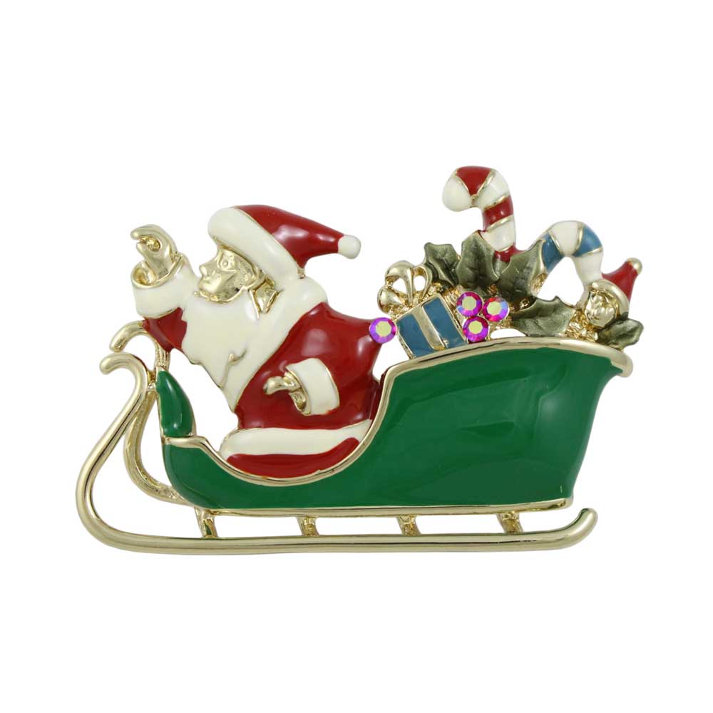 Santa with Sleigh Full of Christmas Presents Brooch Pin - XP440 - Lilylin Designs