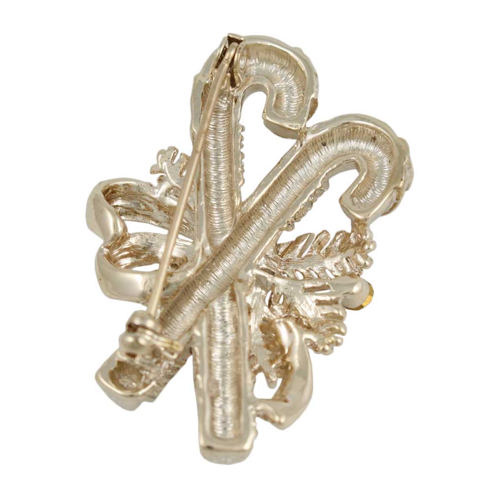 Red and Green Crystal Candy Canes Christmas Brooch Pin - XP504 - Lilylin Designs