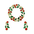 Crystal Holly Wreath Pin and Clip Earring Gift Set  | Lilylin Designs