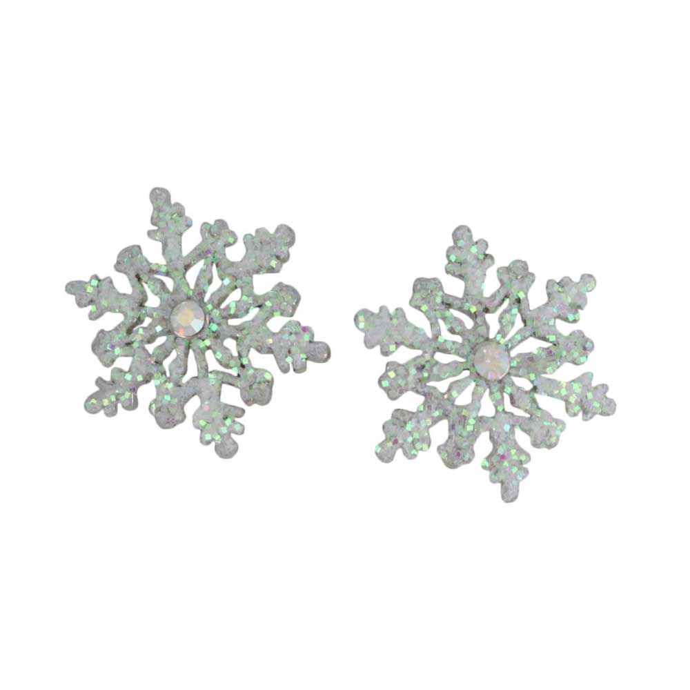 White Glitter Snowflake Pierced Earring - XP631E - Lilylin Designs