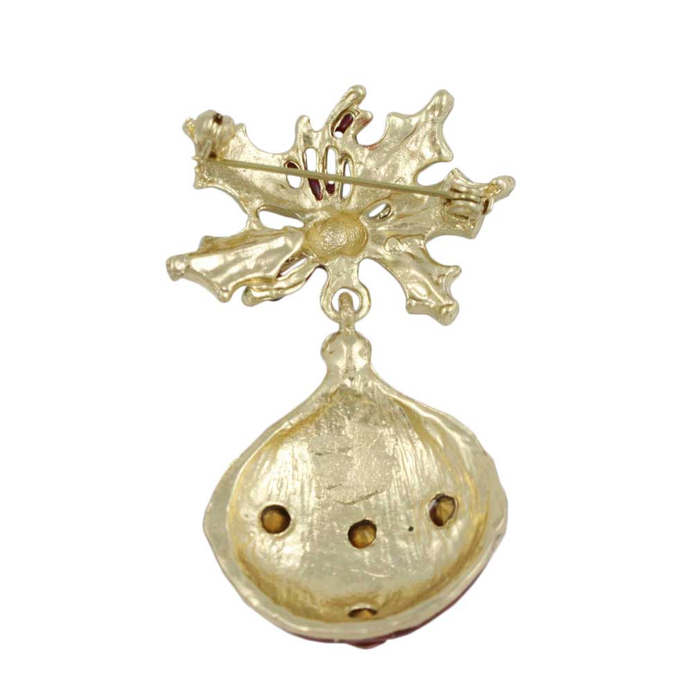 Red and White Dangling Christmas Ornament Brooch Pin - XP917 - Lilylin Designs