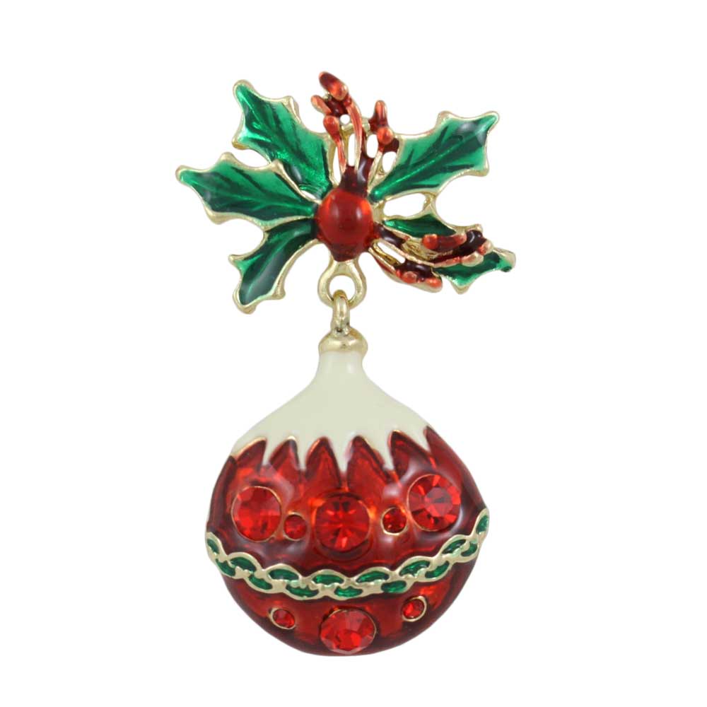 Red and White Dangling Christmas Ornament Brooch Pin - XP917 - Lilylin Designs