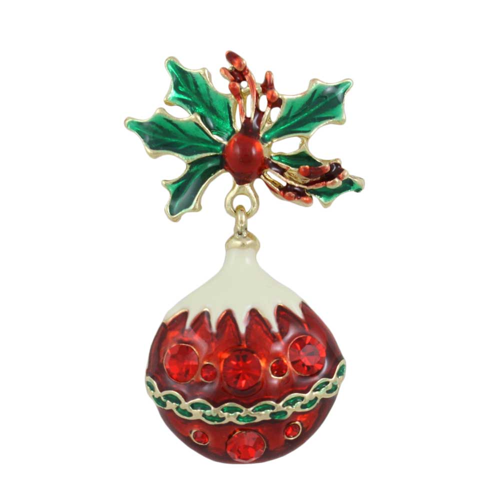 Lilylin Designs Red and White Dangling Christmas Ornament Brooch Pin