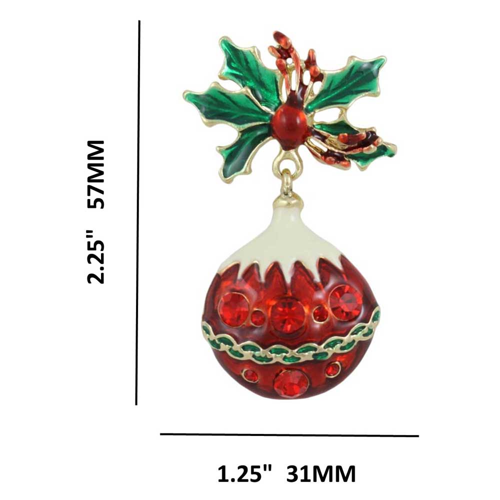 Red and White Dangling Christmas Ornament Brooch Pin - XP917 - Lilylin Designs