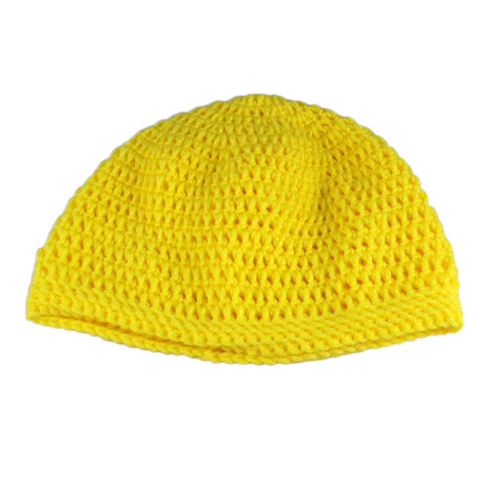 Bright Yellow Crochet Beanie Hat Medium/Large - JMCH23ML - Lilylin Designs