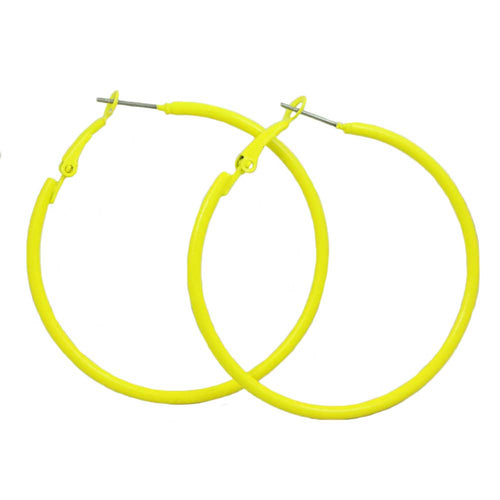 2" Medium Sized Yellow Skinny Hoop Pierced Earring - FE220YW - Lilylin Designs