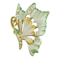 Yellow and Green Crystal Profile Butterfly Brooch Pin - Lilylin Designs