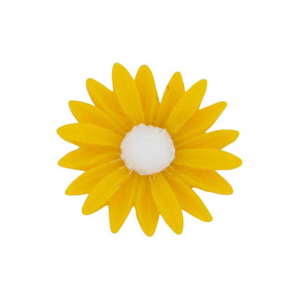Yellow daisy with white center flower pin on white background - Lilylin Designs