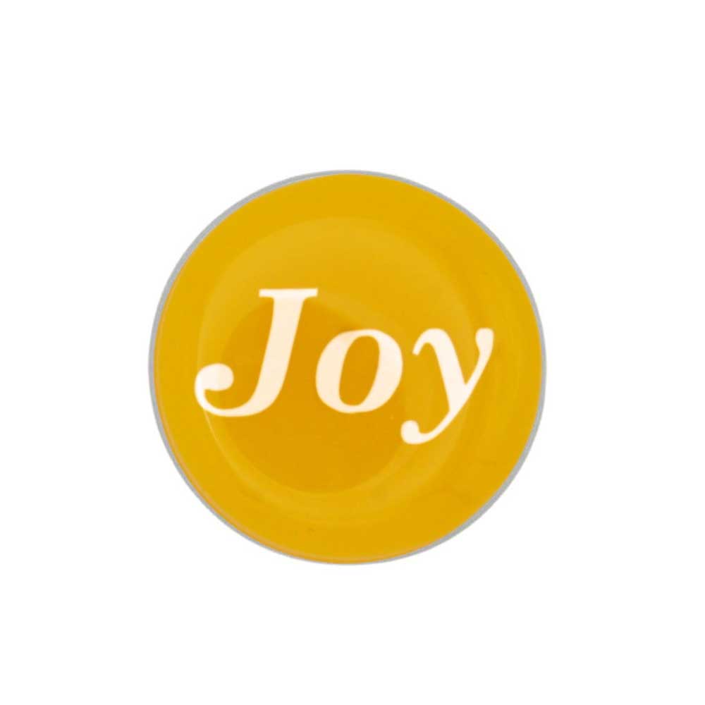 Golden yellow with white "Joy" lapel tac pin - Lilylin Designs