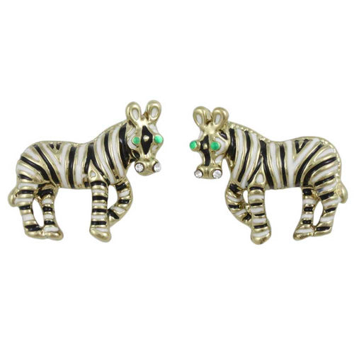 Black and White Enamel Zebra Pierced Earring - PRA819E - Lilylin Designs