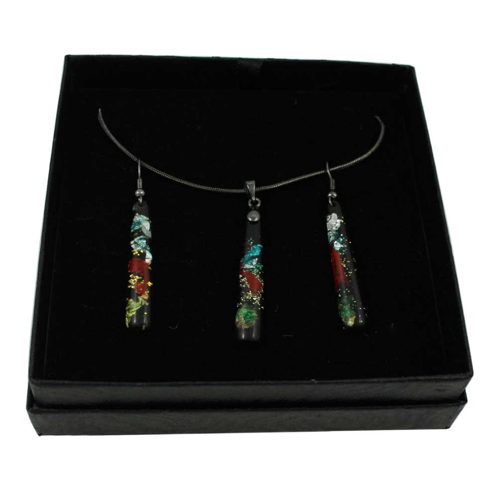 Lilylin Designs Glittering Northern Lights Necklace and Earring Set