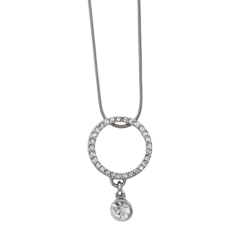 crystal infinity circle necklace with dangling crystal charm necklace - Lilylin Designs