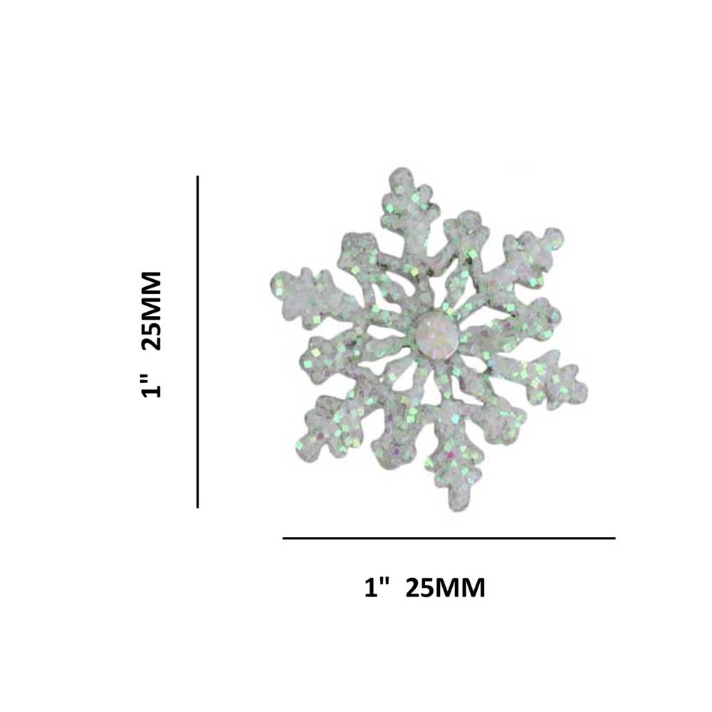White Glitter Snowflake Pierced Earring with measurements - Lilylin Designs