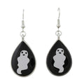 Teardrop-shaped earrings with ghost design on a white background - Lilylin Designs