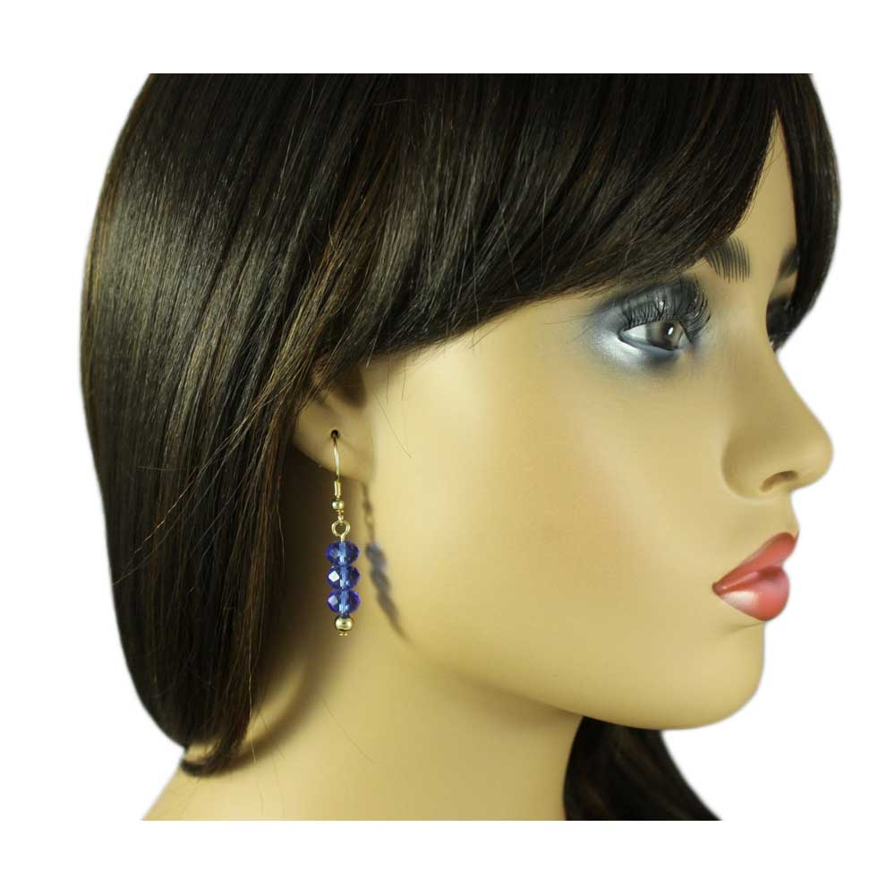 Blue Bead Dangling Fishhook Pierced Earring - BG401BE - Lilylin Designs