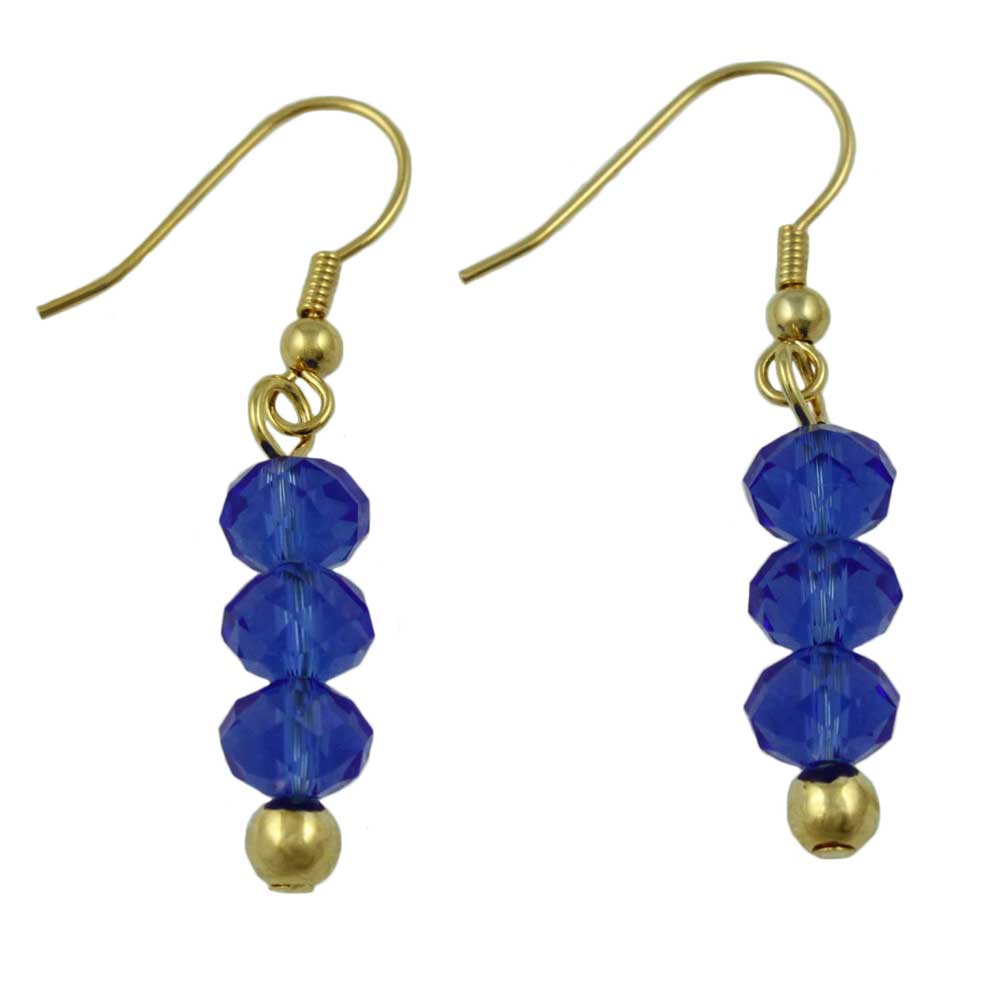 Blue Bead Dangling Fishhook Pierced Earring - BG401BE - Lilylin Designs