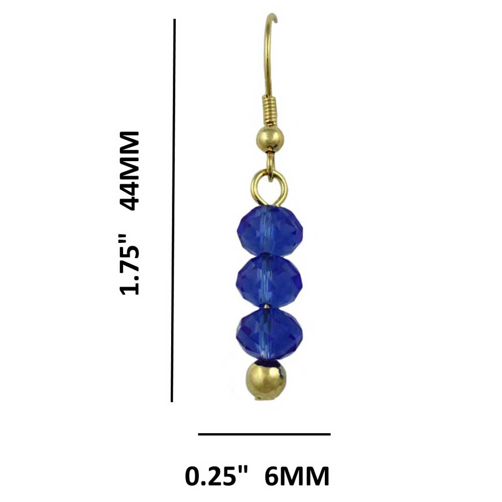 Blue Bead Dangling Fishhook Pierced Earring - BG401BE - Lilylin Designs