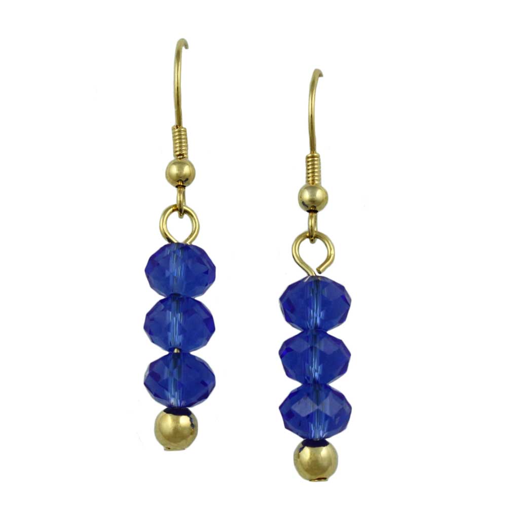 Blue Bead Dangling Fishhook Pierced Earring - BG401BE - Lilylin Designs
