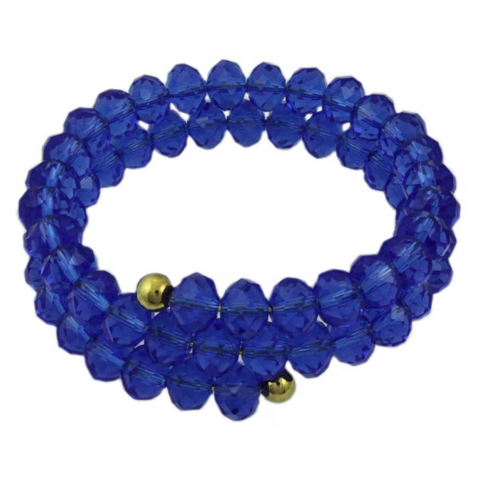 Lilylin Designs Beaded Blue Wrap Bracelet with Gold Ball