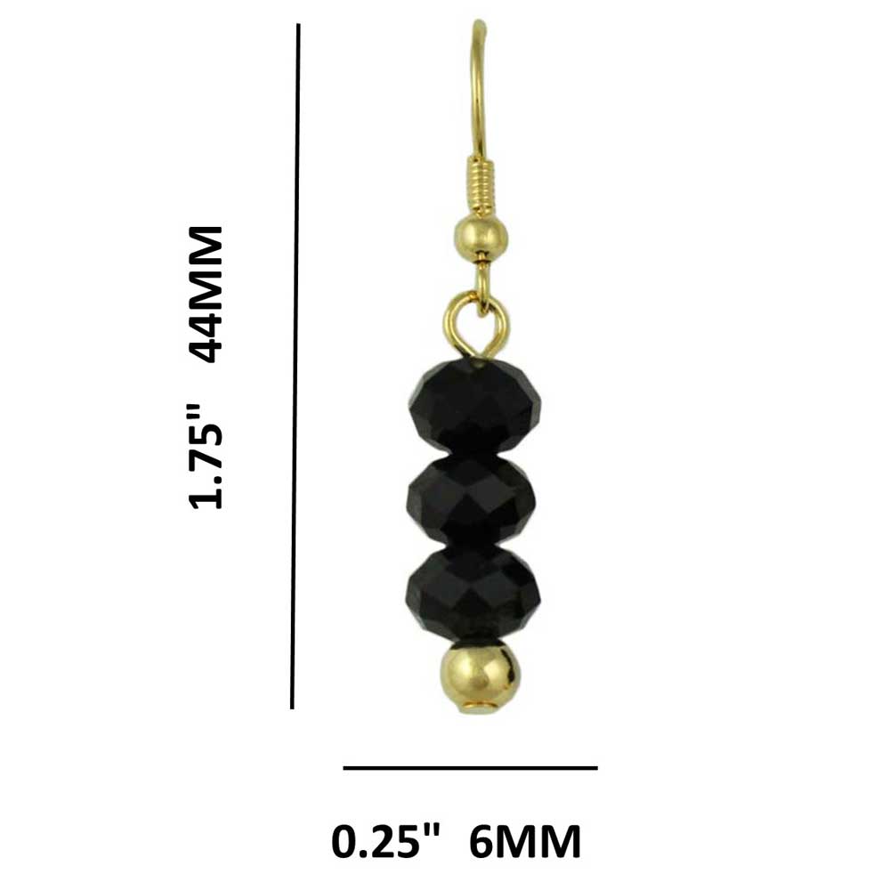 Black Bead Dangling Fishhook Pierced Earring - BG401JE - Lilylin Designs