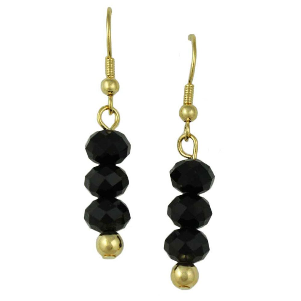 Black Bead Dangling Fishhook Pierced Earring - BG401JE - Lilylin Designs