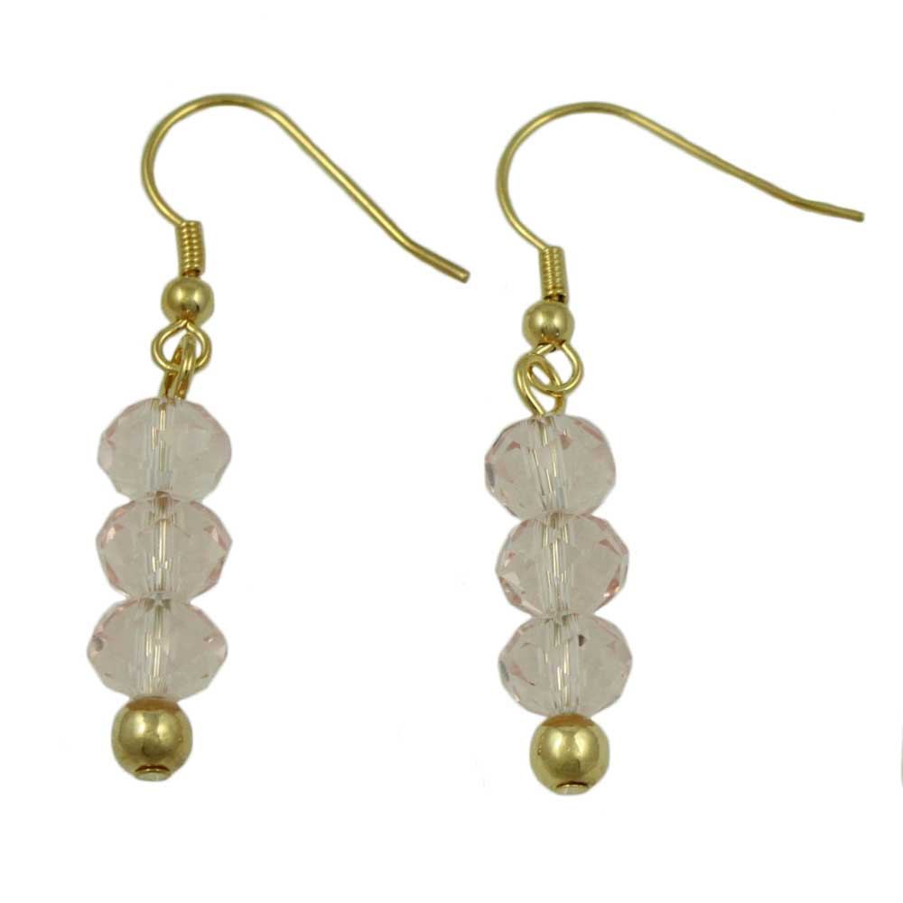Light Pink Bead Dangling Fishhook Pierced Earring - BG401PE - Lilylin Designs