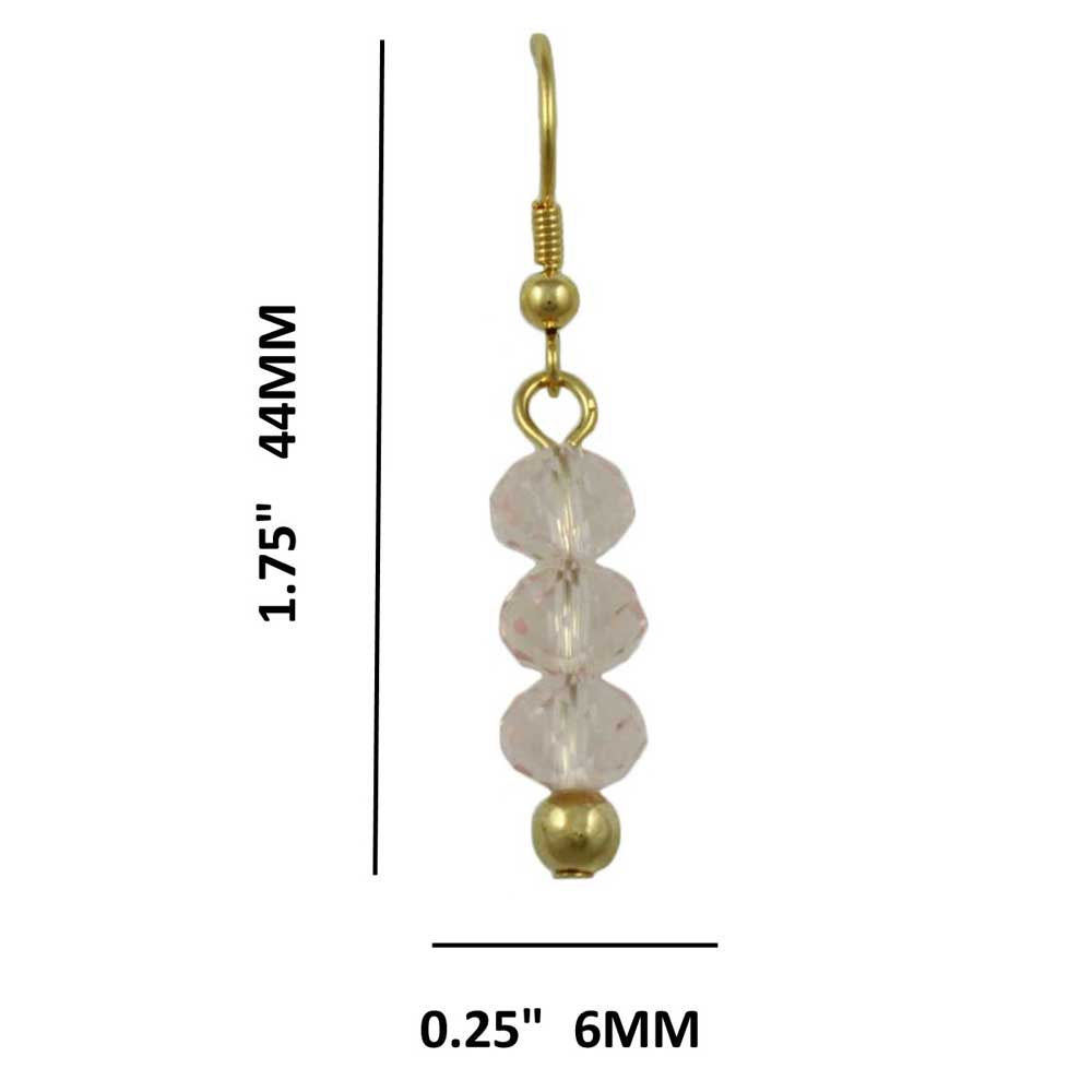 Light Pink Bead Dangling Fishhook Pierced Earring - BG401PE - Lilylin Designs