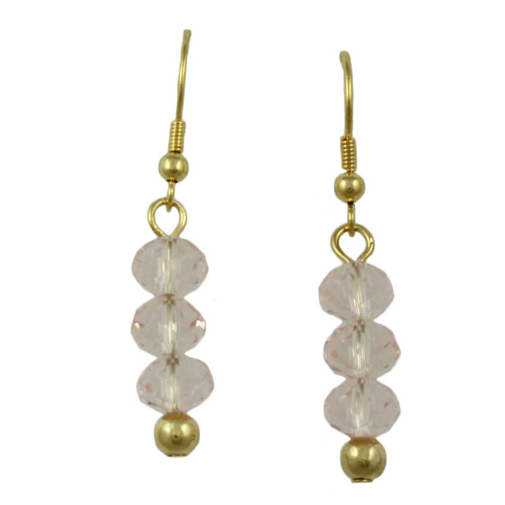 Light Pink Bead Dangling Fishhook Pierced Earring - BG401PE - Lilylin Designs