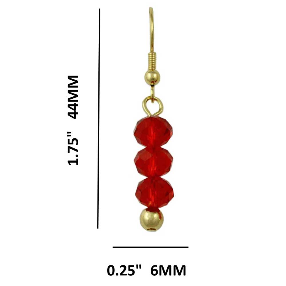 Red Bead Dangling Fishhook Pierced Earring - BG401RE - Lilylin Designs