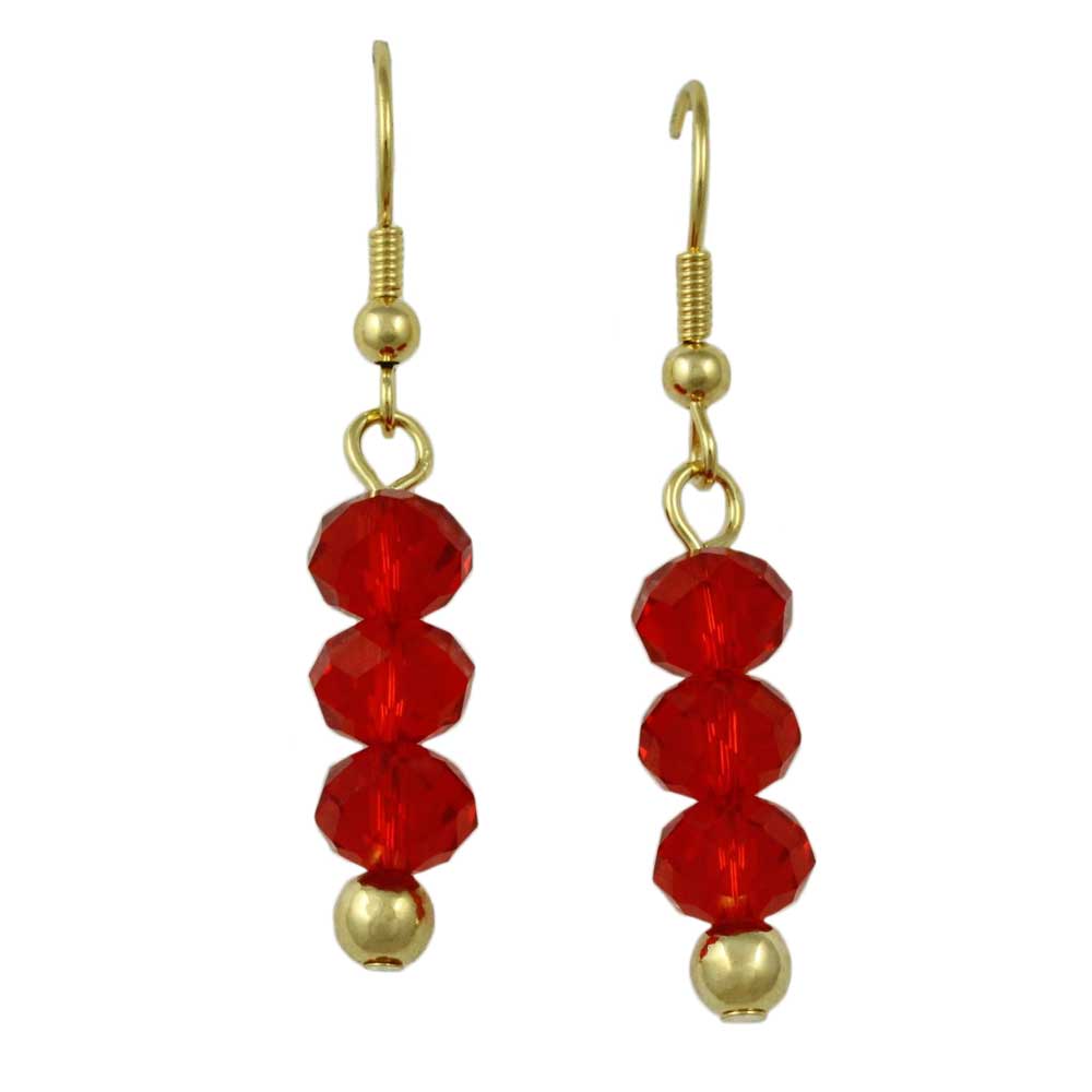 Red Bead Dangling Fishhook Pierced Earring - BG401RE - Lilylin Designs
