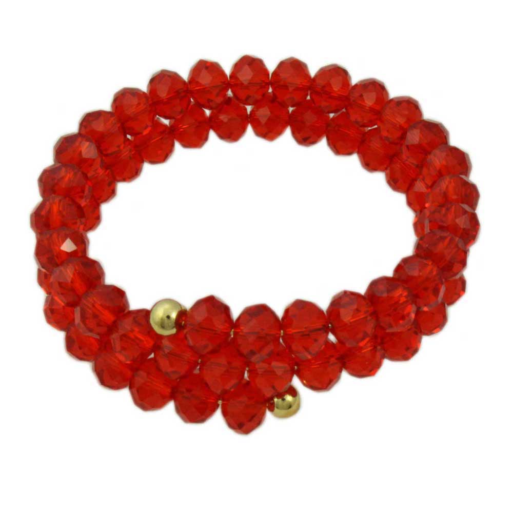 Lilylin Designs Beaded Red Wrap Bracelet with Gold Ball