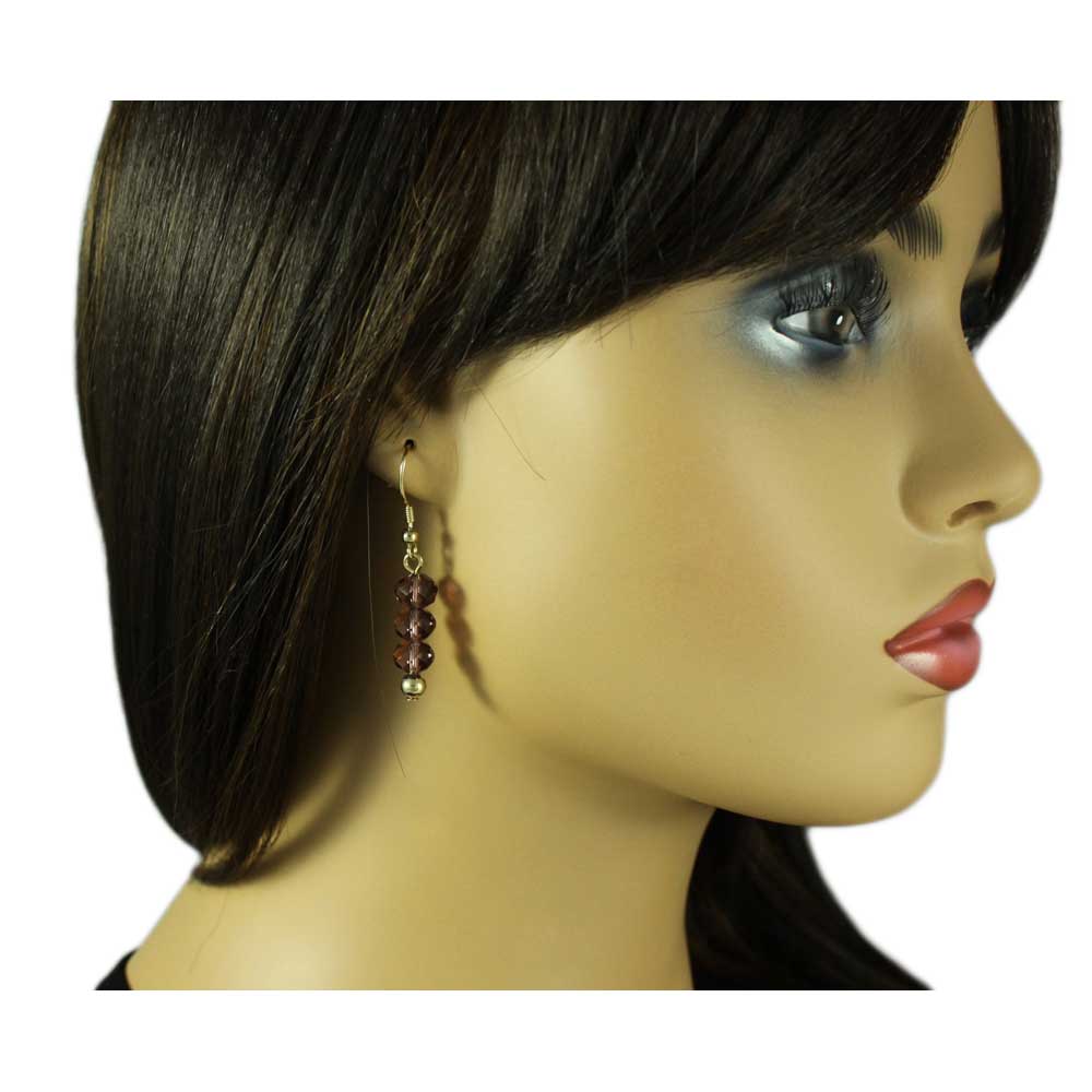 Purple Bead Dangling Fishhook Pierced Earring - BG401TE - Lilylin Designs
