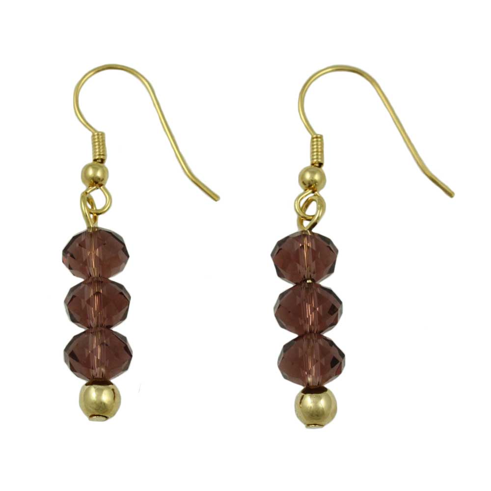 Purple Bead Dangling Fishhook Pierced Earring - BG401TE - Lilylin Designs