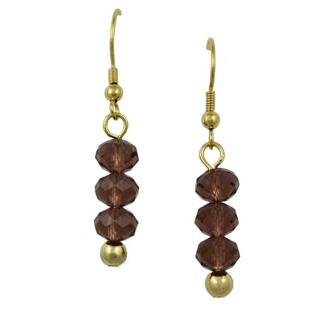 Purple Bead Dangling Fishhook Pierced Earring - BG401TE - Lilylin Designs